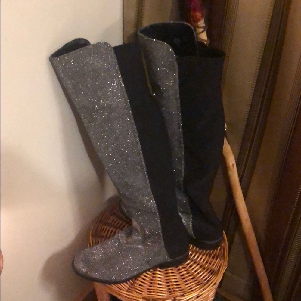 Knee high glitter boots